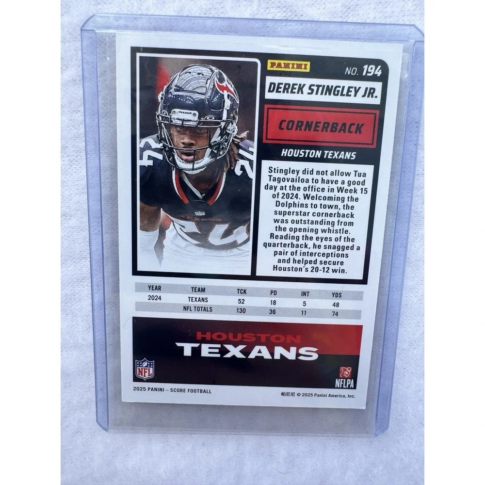 2025 Score Derek Stingley Jr Orange Parallel Texans #194 678/799